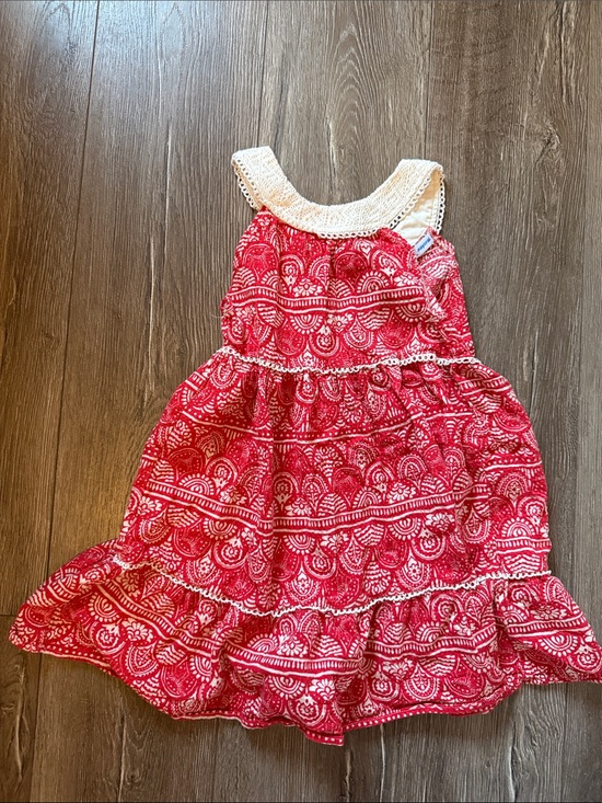 Mayoral Other - Mayoral Red and White Crochet-Trim Summer Dress